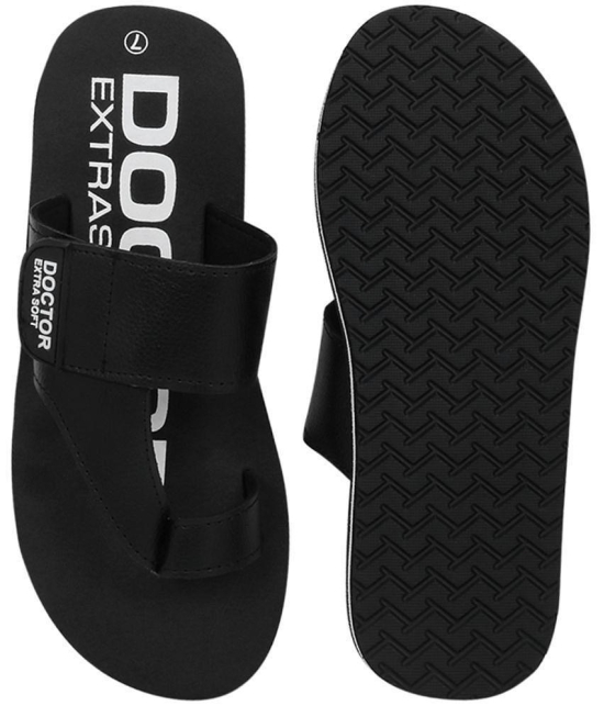 DOCTOR EXTRA SOFT - Black Mens Leather Slipper - None