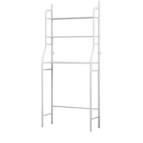 Multi-Layer Metal Bathroom Storage Rack, Space Saving Organizer for Toilet, Laundry Room, Wash Basin, Floor Stand, White