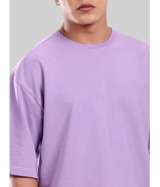 AKTIF Cotton Blend Oversized Fit Solid Half Sleeves Mens T-Shirt - Lavender ( Pack of 1 ) - None