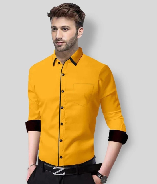 Life Roads - Yellow Cotton Slim Fit Mens Casual Shirt (Pack of 1 ) - None