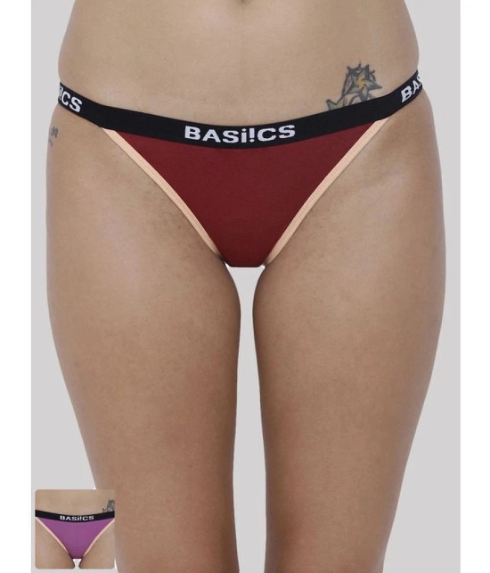 BASIICS By La Intimo - Multicolor BCPBR090B Cotton Lycra Solid Womens Crotchless ( Pack of 2 ) - None