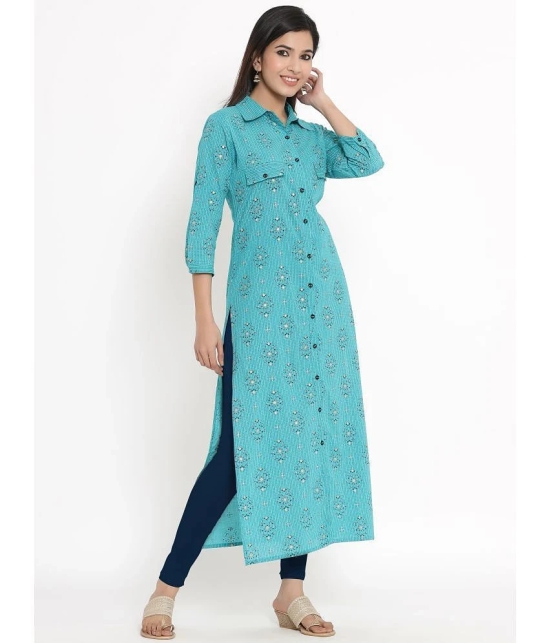 Kbz - Turquoise Rayon Womens Straight Kurti ( Pack of 1 ) - None