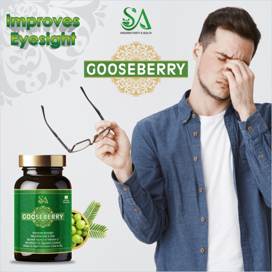 GOOSEBERRY(Improves eyesight, Richest source of vitamin C, Heart health, liver health(60 Capsules))