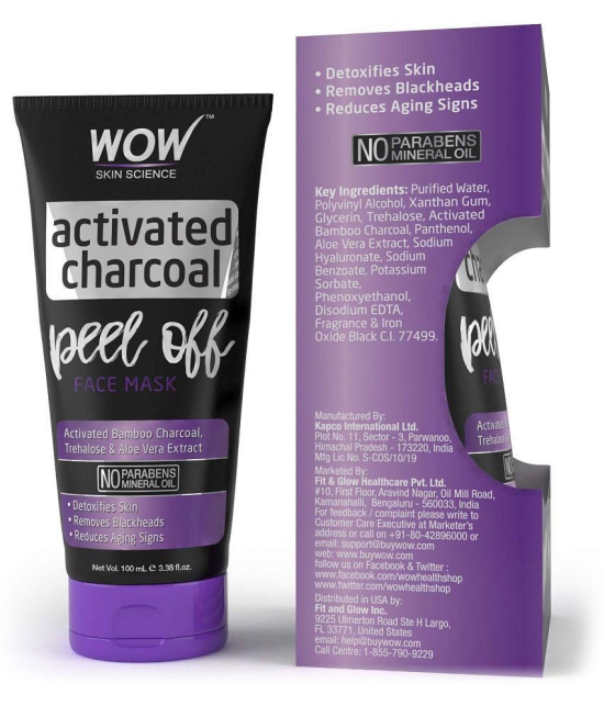 WOW Skin Science Activated Charcoal Face Mask - Peel Off - No Parabens & Mineral Oils (100mL)