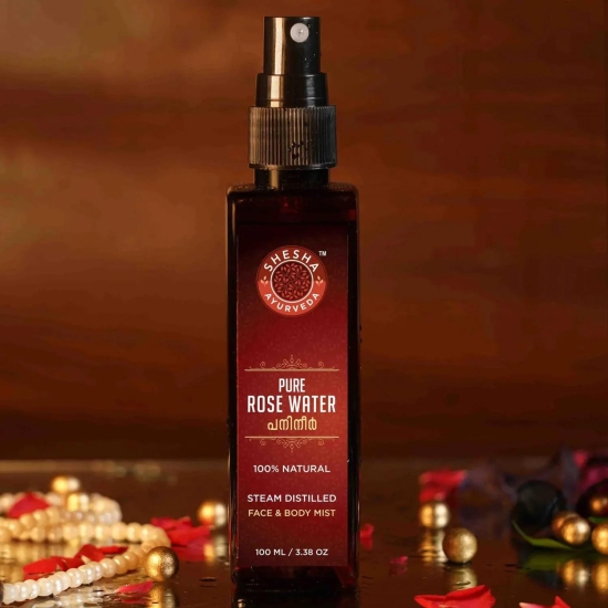 Pure Rose Water | 100% Natural, Steam Distilled Edible | Hydrates & Tones Skin, Minimize Enlarged Pores-PET Bottle / 100ML