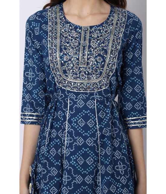 Rajnandini - Blue 100% Cotton Women's Anarkali Kurti ( Pack of 1 ) - None