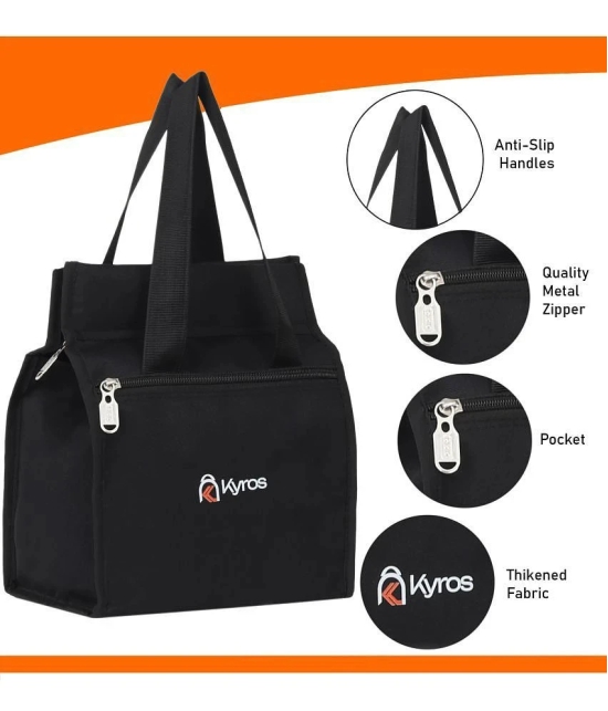 Kyros Black Polyester Lunch Bag Pack of 1 - Black