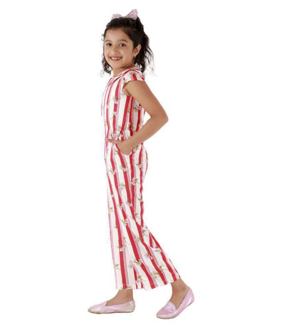 Kids Cave - White Rayon Girls Jumpsuit ( Pack of 1 ) - None