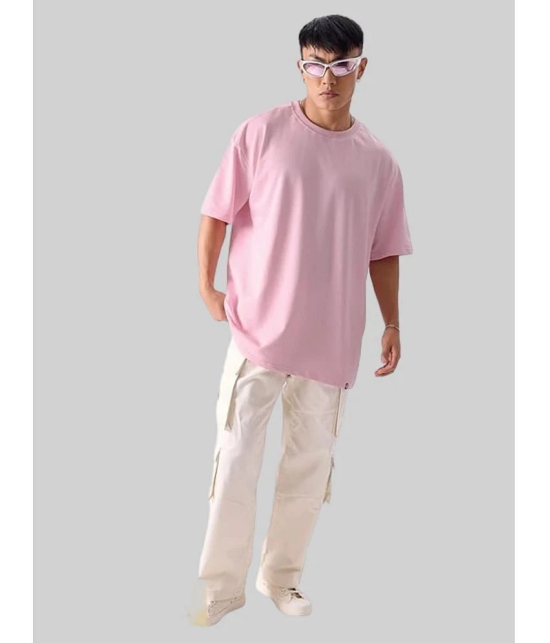 AKTIF Cotton Blend Oversized Fit Solid Half Sleeves Mens T-Shirt - Pink ( Pack of 1 ) - None