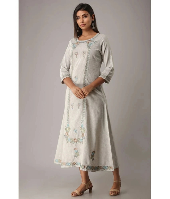 MAUKA - Silver Cotton Womens Flared Kurti ( Pack of 1 ) - None