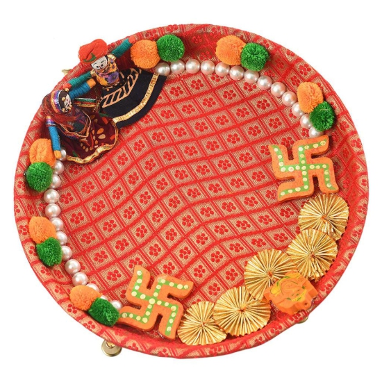 Garvi Gurjari (A Gujarat Govt Enterprise) Metal Puja Pair Thali (27 cm x 27 cm)