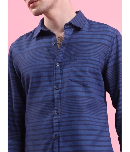 Ketch Cotton Blend Regular Fit Striped Full Sleeves Mens Casual Shirt - Navy Blue ( Pack of 1 ) - None