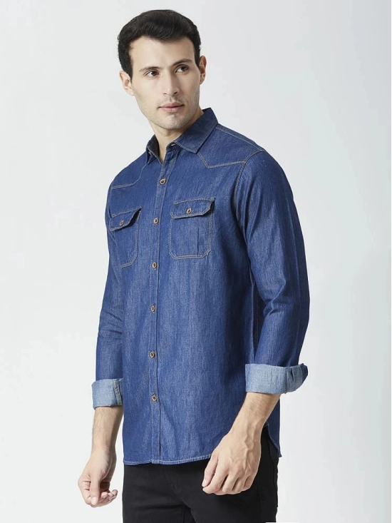 HJ HASASI Denim Regular Fit Solids Full Sleeves Mens Casual Shirt - Blue ( Pack of 1 ) - None