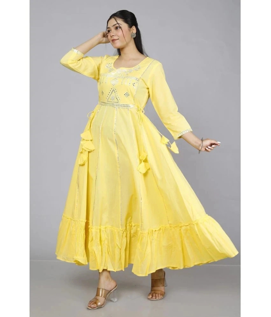 JC4U - Yellow Cotton Blend Womens Fit & Flare Dress ( Pack of 1 ) - None