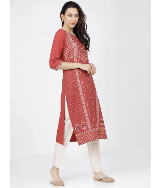 Ketch Polyester Printed Straight Womens Kurti - Orange ( Pack of 1 ) - None