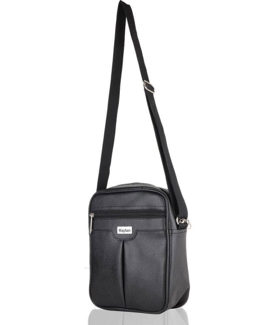 Raylan - Black Textured Messenger Bag - Black