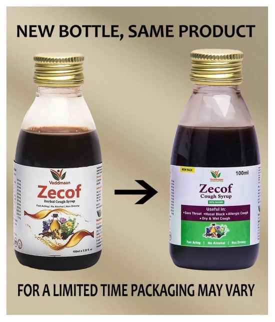 Vaddmaan Zecof - 5 x 100ml Ayurvedic cough syrup for Wet and Dry cough & Cold