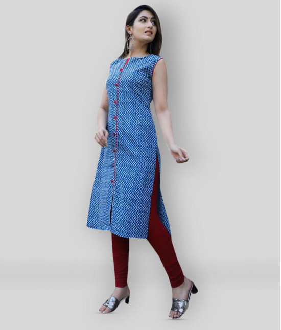 Aadi - Blue Cotton Womens A-line Kurti ( Pack of 1 ) - S