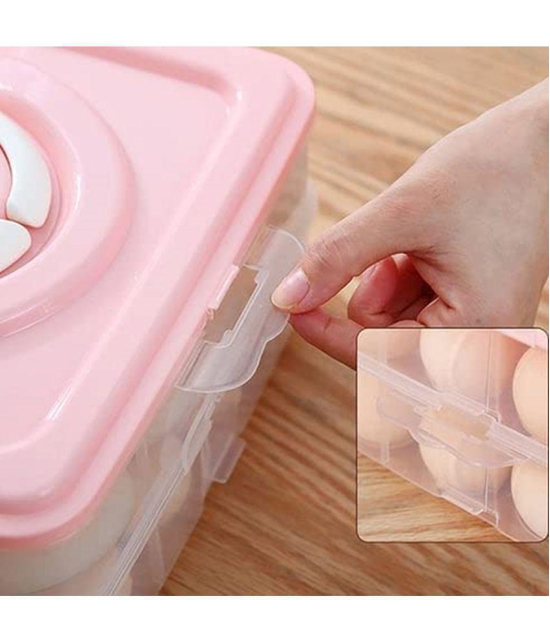 iview kitchenware 24 Separator Refrigerator Egg Storage Container/Egg Box/ Egg storage basket with Carry Holder - Pink