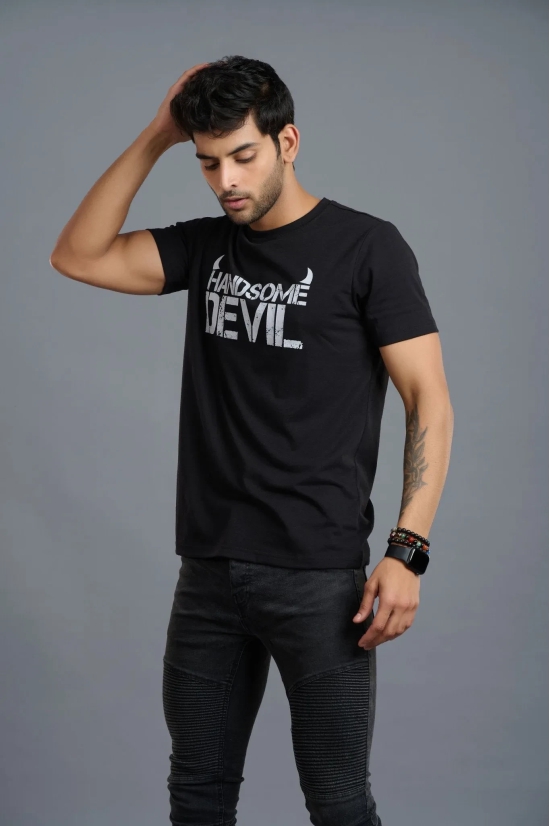 Handsome Devil Printed Black T-Shirt for Men S