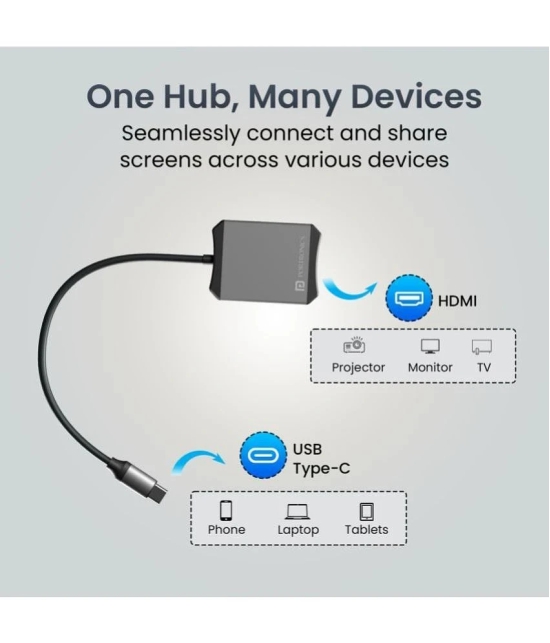 Portronics 1 port USB Hub ype-C to HDMI Adapter with 4K