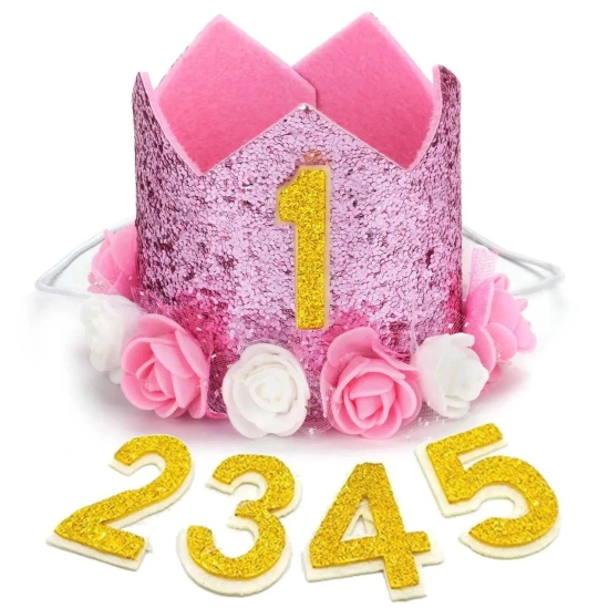 Birthday Crown & Bow Tie Set-Pink