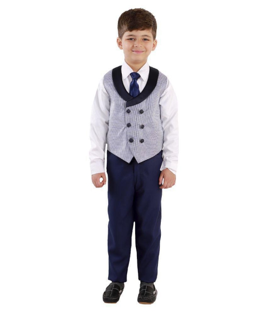 Fourfolds 5 Piece Coat Suit with Shirt Pant Blazer & Tie for Kids & Boys_FS11 - None