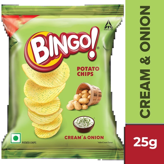 Bingo! Cream & Onion Potato Chips, 50 gms