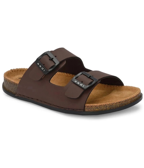 Aadi Brown Mens Leather Slipper - None