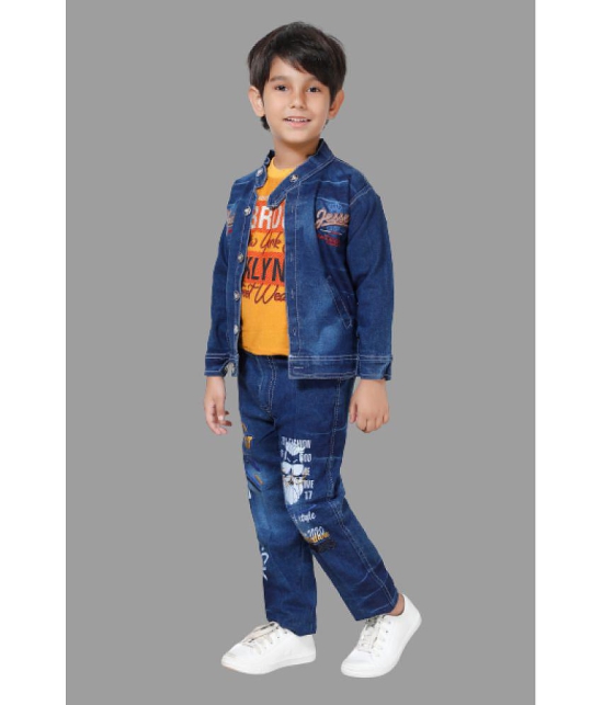 DKGF Fashion - Mustard Cotton Blend Boys T-Shirt & Jeans ( Pack of 1 ) - None