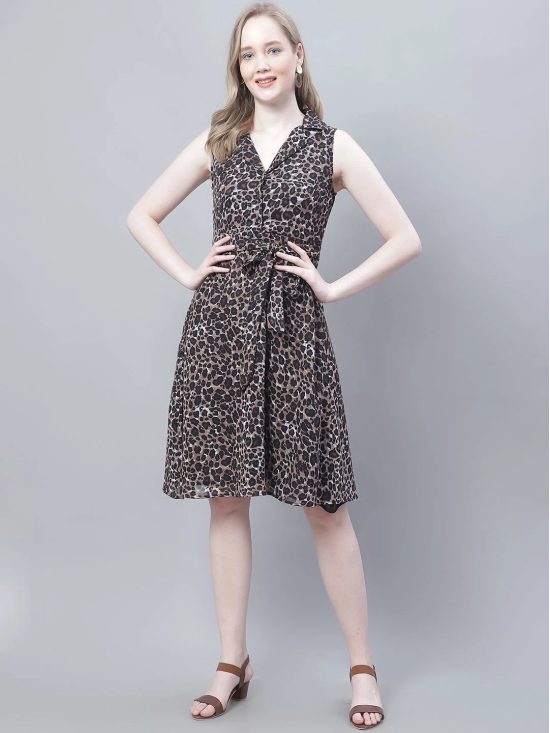 MINI & MING Women Animal Print Georgette Fit & Flare Dress