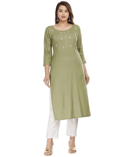 JC4U - Green Rayon Womens Straight Kurti ( Pack of 1 ) - None