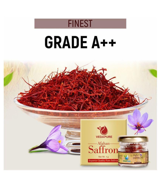 Vedapure Natural and Finest A++ Grade 1 Gram Afghani Kesar / Saffron Threads (Pack of 2)