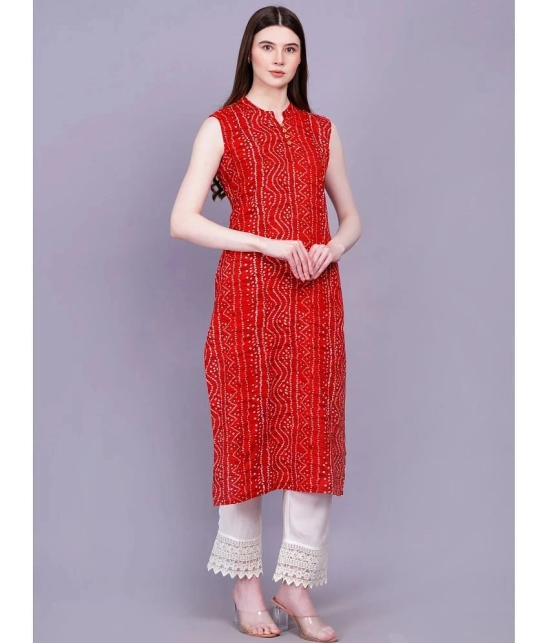 JC4U Rayon Printed Straight Womens Kurti - Red ( Pack of 1 ) - None