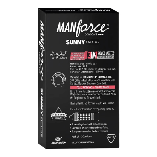 Manforce Ribbed & Dotted Sunny Edition Condoms 10 Pcs x Pack of 2