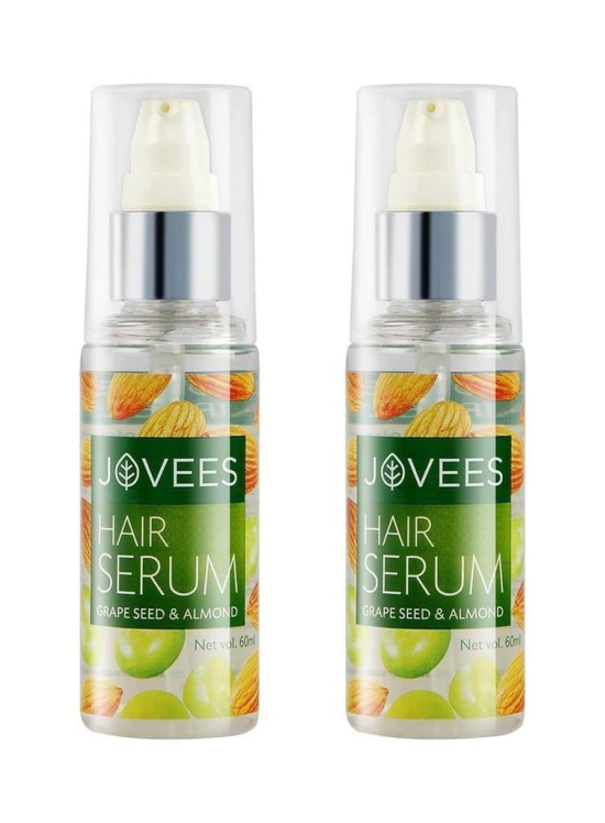 Jovees Herbal Hair Serum With Grape Seeds & Almond Oil |For Frizzy Hair | Prevents Hairfall | For Men & Women | 60ml (Pack of 2)