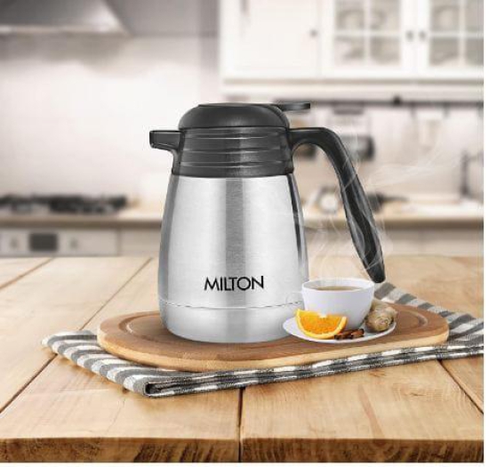 Milton Thermosteel Carafe 24 Hours Hot or Cold Tea/Coffee Pot, 1500 ml, Silver, Stainless Steel