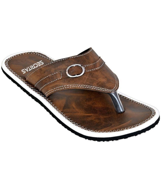 Secritas - Brown Mens Leather Slipper - None