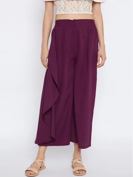 Women Burgundy Relaxed Loose Fit Solid Culottes