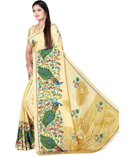 LEELAVATI - Gold Crepe Saree With Blouse Piece ( Pack of 1 ) - Gold