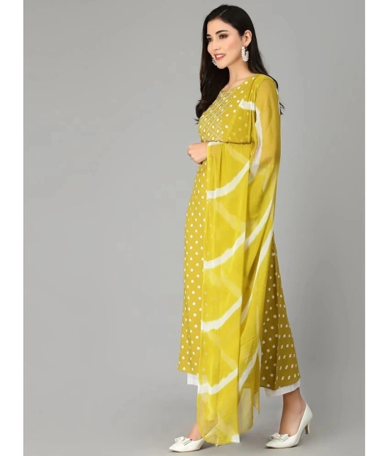 Stylum Rayon Printed A-Line Womens Kurti with Dupatta - Lime Green ( Pack of 1 ) - None