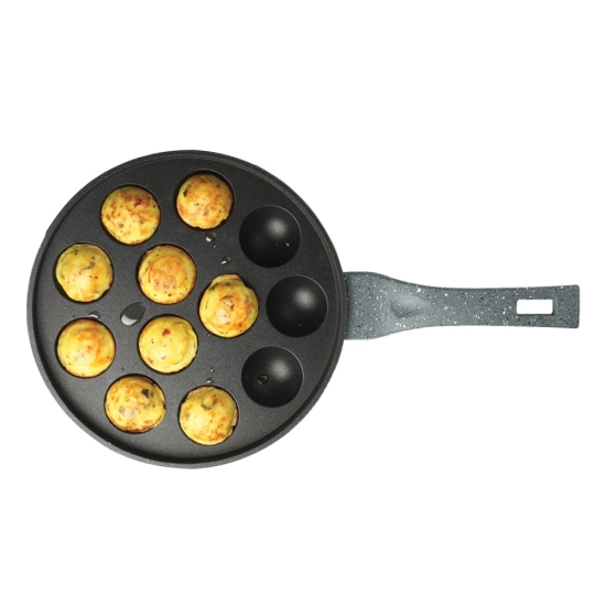 Premier Non Stick Astral Paniyaram Round Pan 12 Cavity with Glass Lid