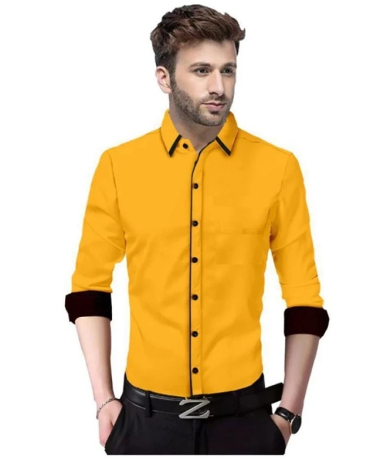 Life Roads - Yellow Cotton Slim Fit Mens Casual Shirt ( Pack of 1 ) - None