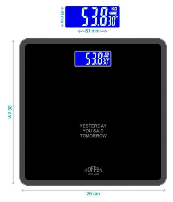 Hoffen Digital Electronic LCD Personal Health Body Fitness Bathroom Weighing Scale HO-18 Black