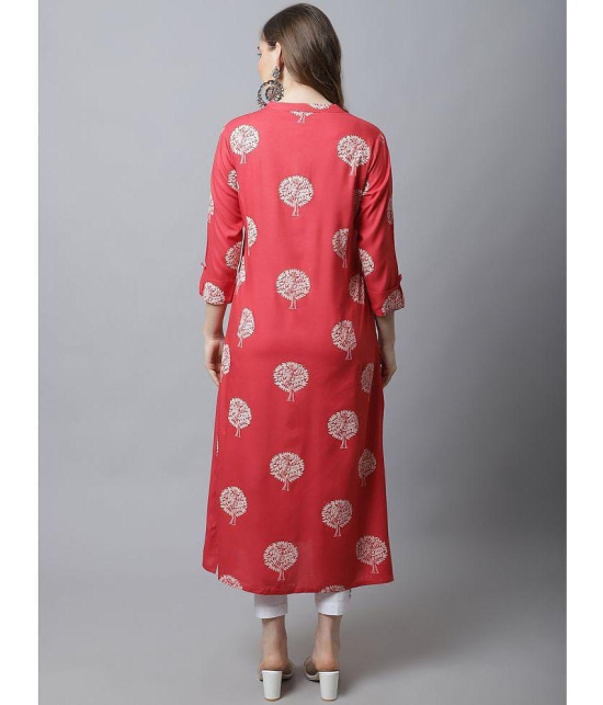 Pistaa Viscose Printed Front Slit Women''s Kurti - Red ( Pack of 1 ) - None