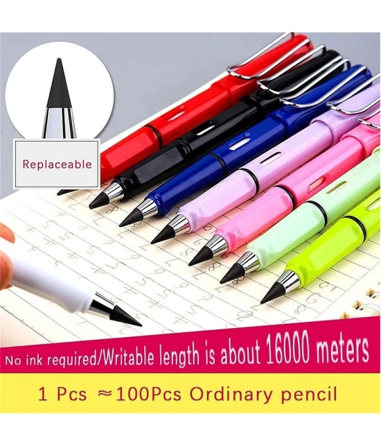 4Pcs Pen Shape Pencil Everlasting Pencil Inkless Pencils Eternal Portable Reusable Erasable Infinite Replaceable Graphite Nib Birthday Party Return Gift for Kids