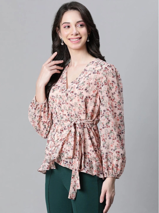 Oxolloxo Floral Printed Ruffled Wrap Top