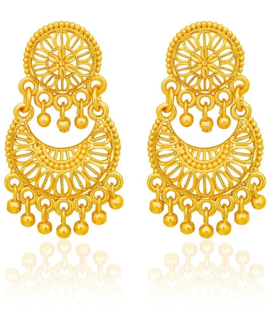 LUV FASHION Golden Jhumki Earrings ( Pack of 1 ) - Golden