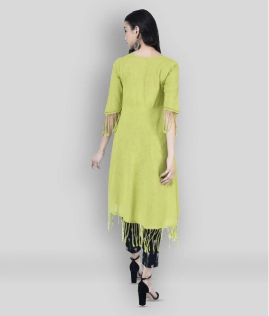 Yash Gallery - Green Cotton Womens Asymmetrical Kurti ( Pack of 1 ) - XXL