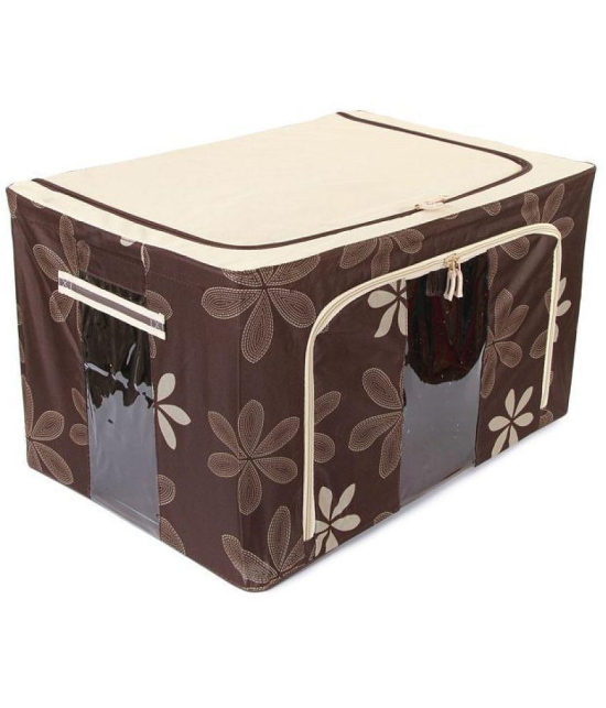 UberLyfe Foldable Cloth Storage Box with Steel Frames (Brown, 66L)